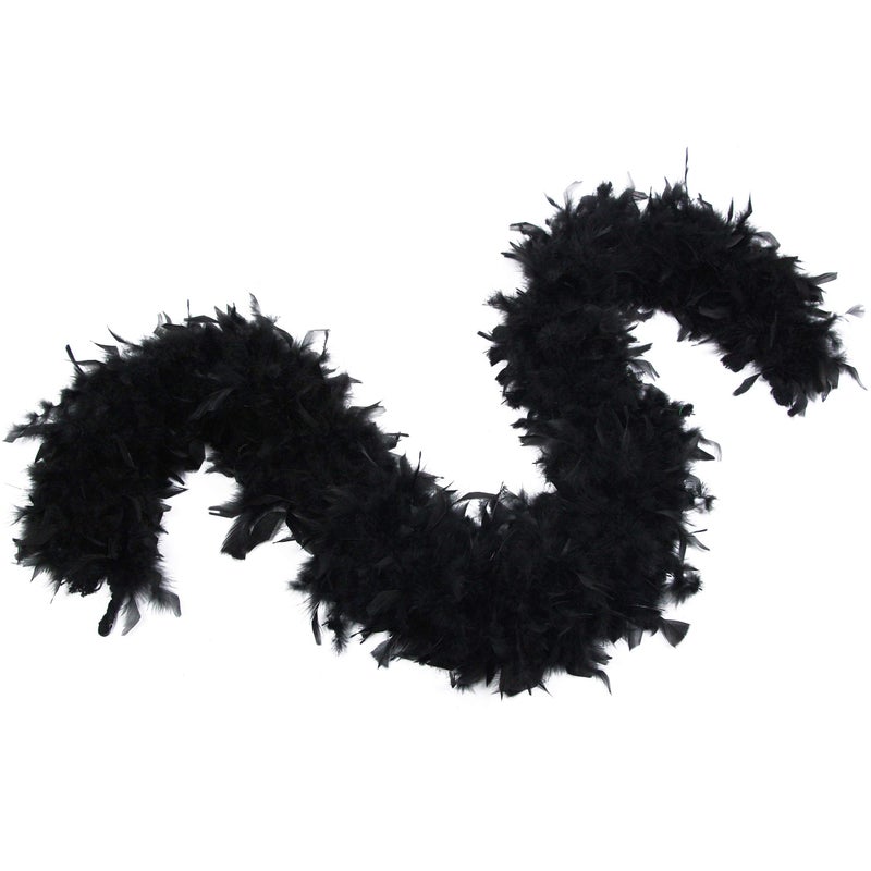 Flydreamfeathers 60 Gram, 2 yards Long Chandelle Feather Boa Great for Party, Wedding, Halloween Costume, Christmas Tree, Decoration(Black_ - Image 1